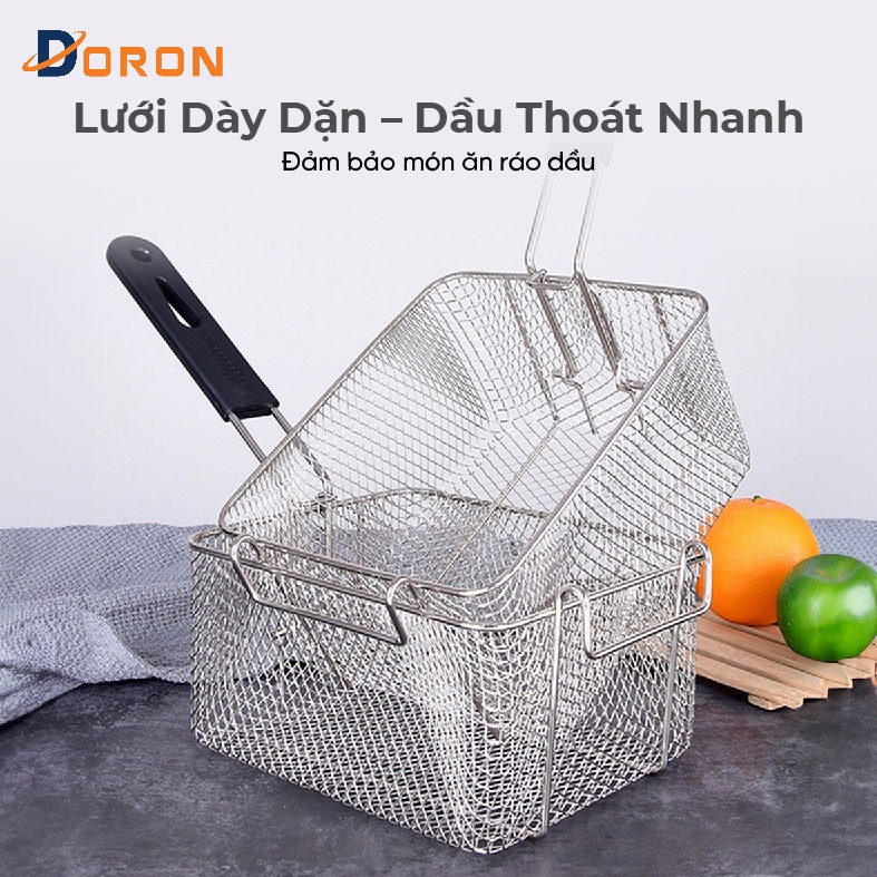 Rổ chiên nhúng điện 6L DORON chất liệu inox dày dặn chắc chắn