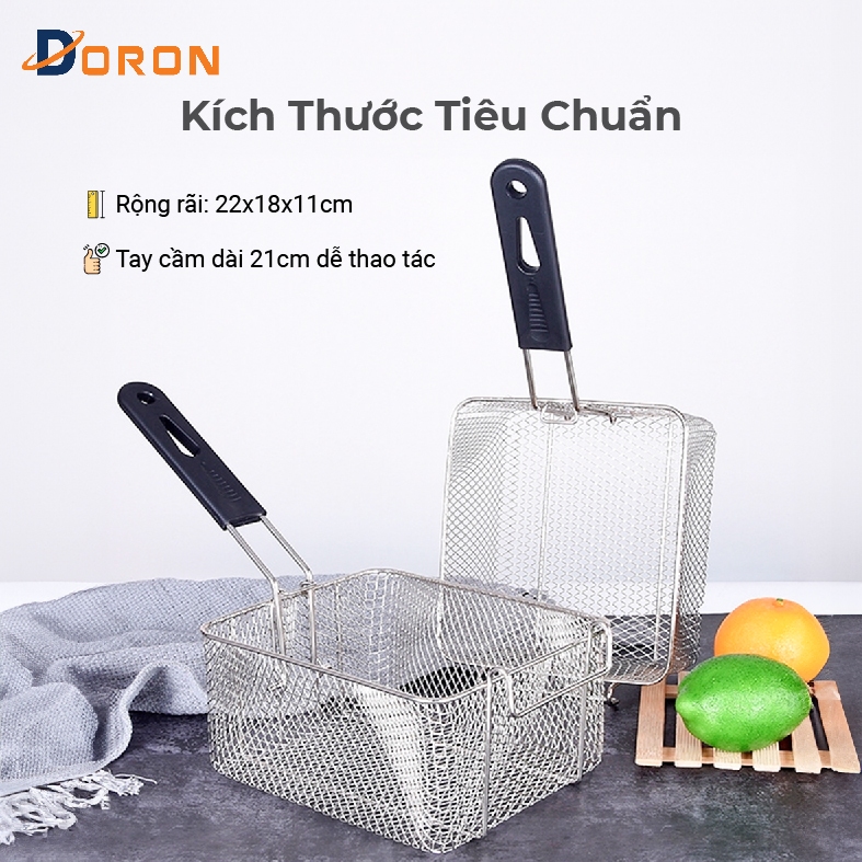 Rổ chiên nhúng điện 6L DORON chất liệu inox dày dặn chắc chắn