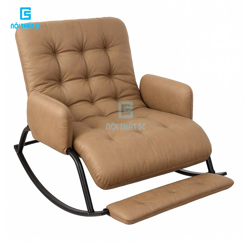 Ghế bập bênh đôi, ghế thư giãn đôi 2 người cao cấp da PU nhiều phiên bản chân đen oval phủ sơn tĩnh điện Nội thất 5C — ảnh 1