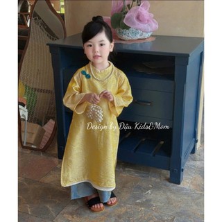 Áo dài cách tân cho bé gái đi chơi tết sắc hồng cam-vàng-đỏ mận,áo dài tết 4 tà bé gái sz 10-40kg