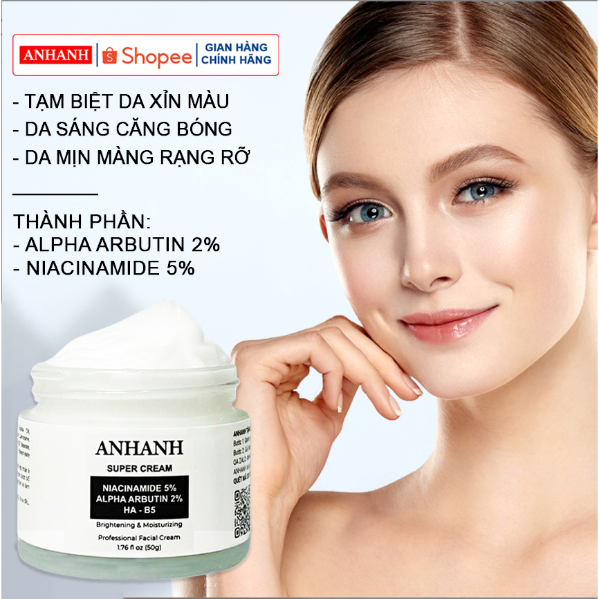 Kem Alpha Arbutin + Glutathione dưỡng trắng da, mờ thâm nám ANHANH - ngừa lão hóa, cấp ẩm sâu