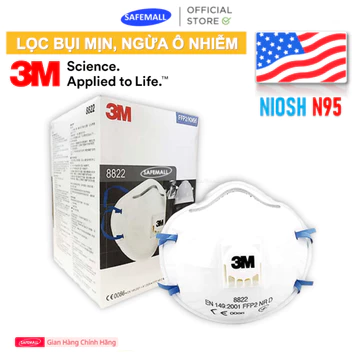 Hộp Khẩu trang N95 3M 8822 Có Van, 8210 / 1860 / 9105 / 9541 / 9541V tiêu chuẩn NIOSH N95 Mỹ lọc bui siêu mịn, ô nhiễm
