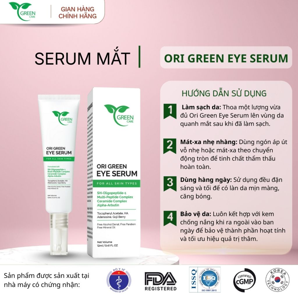 Serum ngừa thâm quầng và bọng mắt, chống lão hoá vùng da mắt _ ORI GREEN EYE SERUM_12ML