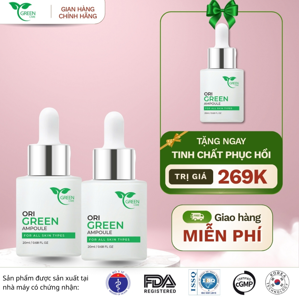 [Mua 2 tặng 1] Tinh chất cấp ẩm, phục hồi, dưỡng trắng da_ORI GREEN AMPOULE