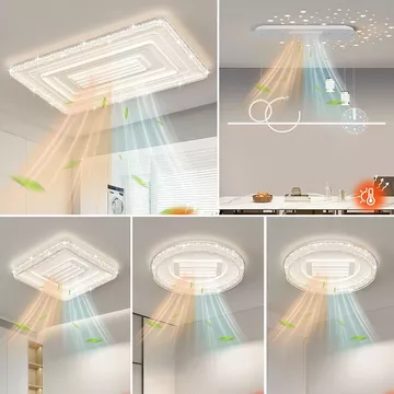 [ NEW ] Quạt đèn ốp trần hiện đại mẫu mới cải tiến vân đá | Quạt đèn không cánh xoay đảo 180 độ dành cho trần nhà thấp