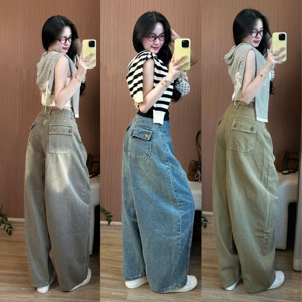 Quần Jeans Nữ Ống Cong Phối Line Chỉ Nổi Joolate Tôn Dáng Che Khuyết Điểm Thoải Mái Đi Làm Đi Học