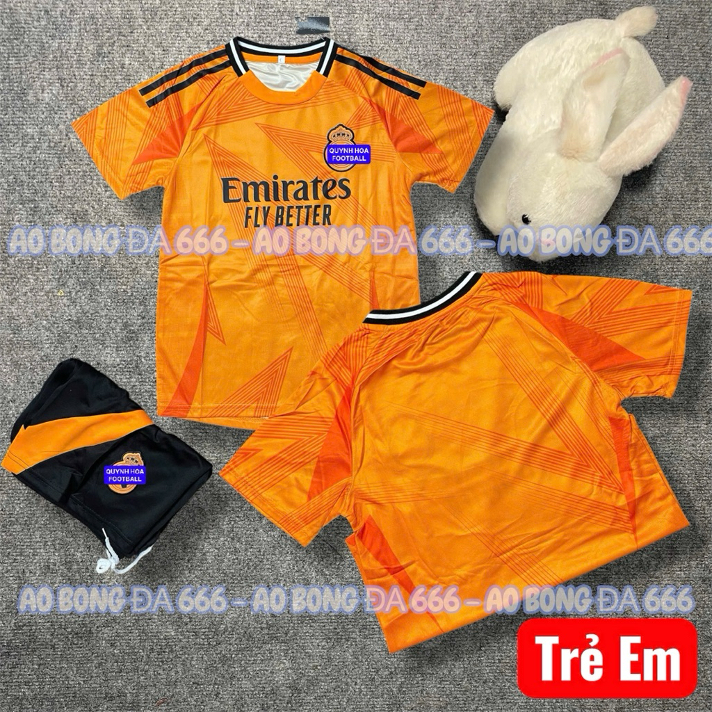 Áo Bóng Đá, Áo Đá Banh / Trẻ Em CLB real madrid 2024 / 2025 - Vải Mè Kim Cao Cấp - in Sẵn Tên