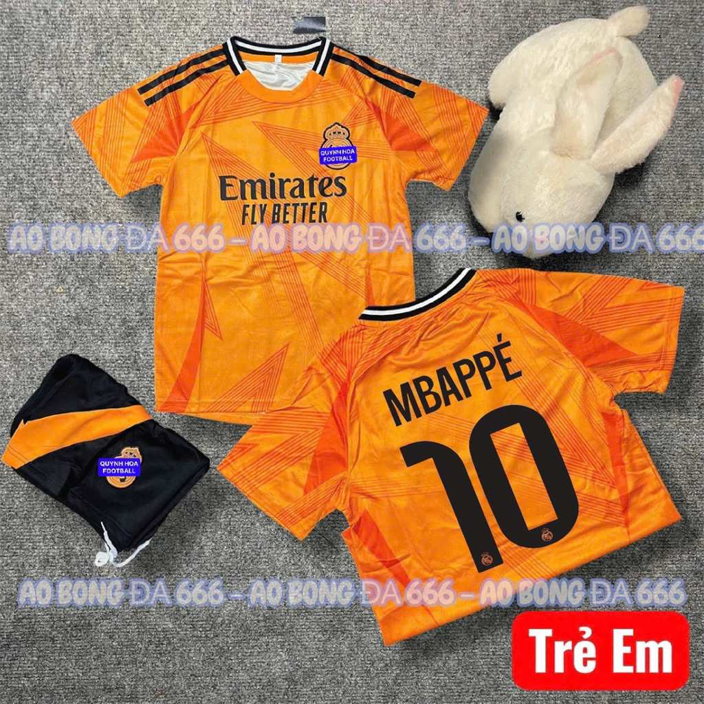 Áo Bóng Đá, Áo Đá Banh / Trẻ Em CLB real madrid 2024 / 2025 - Vải Mè Kim Cao Cấp - in Sẵn Tên