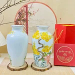 Bình Hoa, Lọ Hoa Vẽ Mai Vàng Đắp Nổi 3D Gốm Sứ Bát Tràng Dùng Decor, Cắm Hoa, Trang Trí Phòng Khách - Gốm Sứ Bát Tràng — ảnh 1
