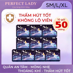 MUA 7 TẶNG 3 (50 MIẾNG) Băng vệ sinh dạng quần PERFECT LADY thấm hút tốt, thoáng khí, không lộ viền.