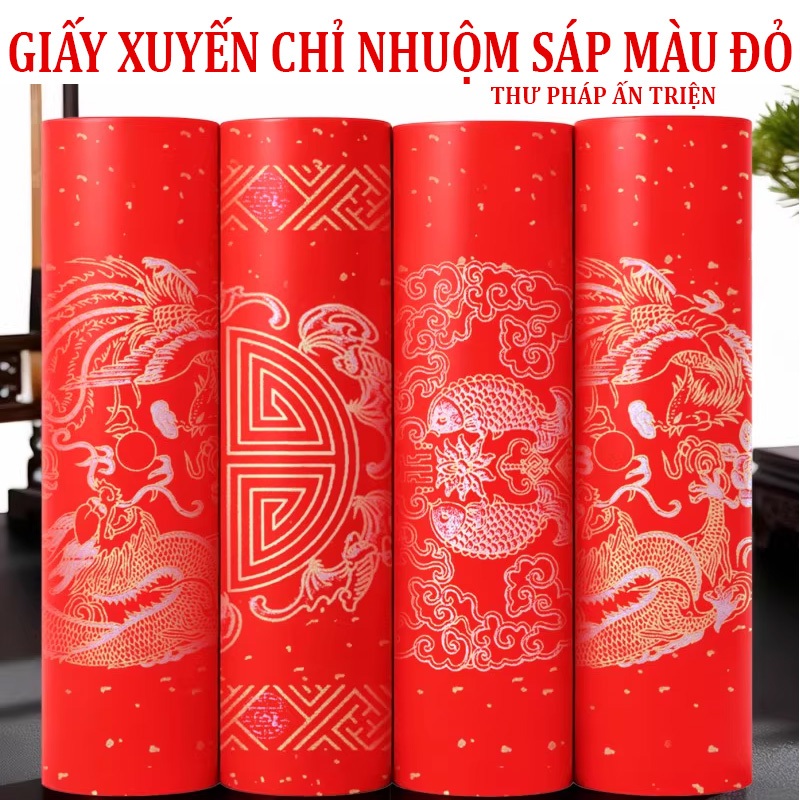 [PHỦ SÁP] 20 mét giấy xuyến chỉ màu đỏ viết câu đối Tết loại cao cấp viết chữ thư pháp Hán Việt không loang mực