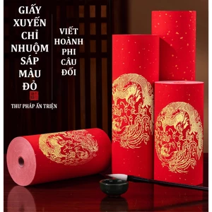 20 mét giấy xuyến chỉ phủ sáp màu đỏ viết câu đối Tết loại cao cấp viết chữ thư pháp Hán Việt