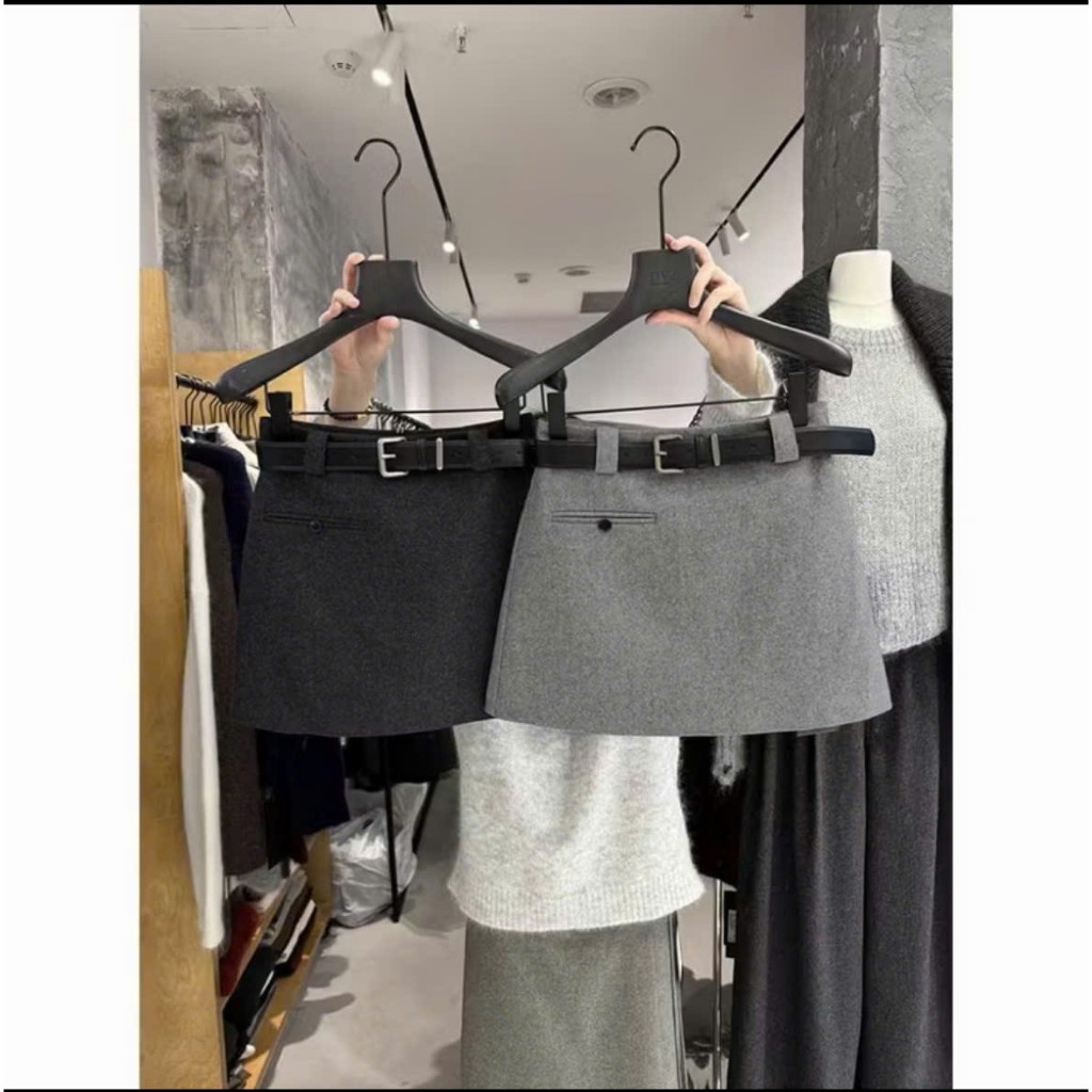 Chân Váy Chữ A Ngắn 38cm Dạ Ép Có Lót Quần Tặng Kèm Dây Da SHOPNGOCTRANG19 CV189