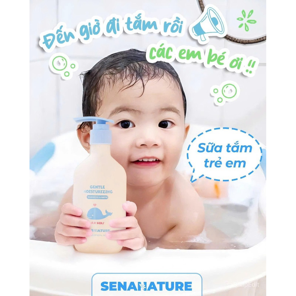 (Tặng quà) Sữa tắm gội trẻ em senanature gentle moisturizing shampoo & bath 300ml- sữa tắm em bé senanature  IS45