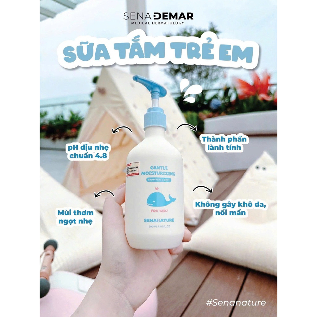 (Tặng quà) Sữa tắm gội trẻ em senanature gentle moisturizing shampoo & bath 300ml- sữa tắm em bé senanature  IS45