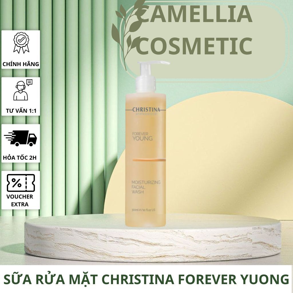 Sữa Rửa Mặt + Toner Christina Forever Young Cân Bằng Dưỡng Ẩm, Nước Hoa Hồng 300ML