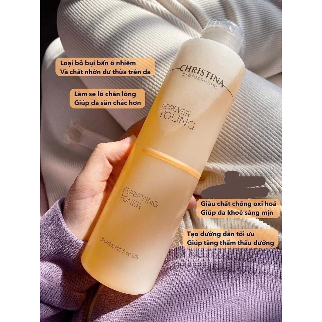 Sữa Rửa Mặt + Toner Christina Forever Young Cân Bằng Dưỡng Ẩm, Nước Hoa Hồng 300ML