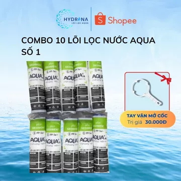 Combo 10 lõi lọc nước AQUA lõi số 1 PP 10 inch 5micron, combo 10 lọc nước số 1 sử dụng cho máy lọc RO