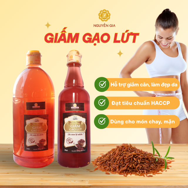 Giấm Gạo Lứt Lên Men Tự Nhiên Nguyễn Gia 500ml / 1L NGG008
