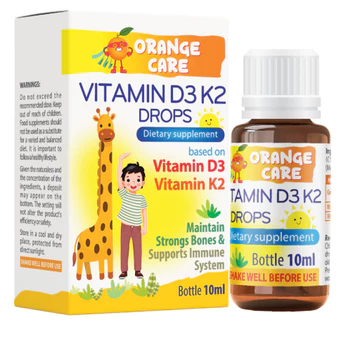 Orange Care Vitamin D3 K2 Drops (hộp 10 ml)– bổ sung Vitamin D3, K2 dạng MK7 Hỗ trợ tăng hấp thụ canxi,hỗ trợ xương,