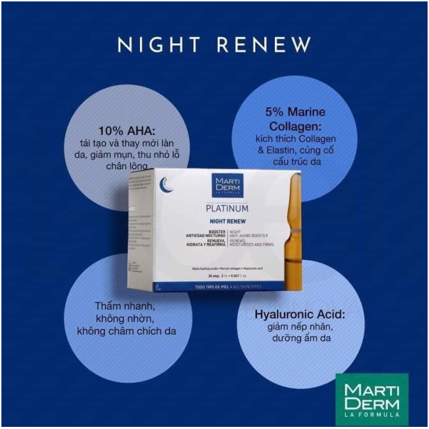 [HÀNG CÔNG TY] Ampoule Chống Lão Hoá & Tái Tạo Da Ban Đêm - MartiDerm Platinum Night Renew