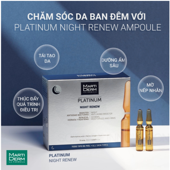 [HÀNG CÔNG TY] Ampoule Chống Lão Hoá & Tái Tạo Da Ban Đêm - MartiDerm Platinum Night Renew