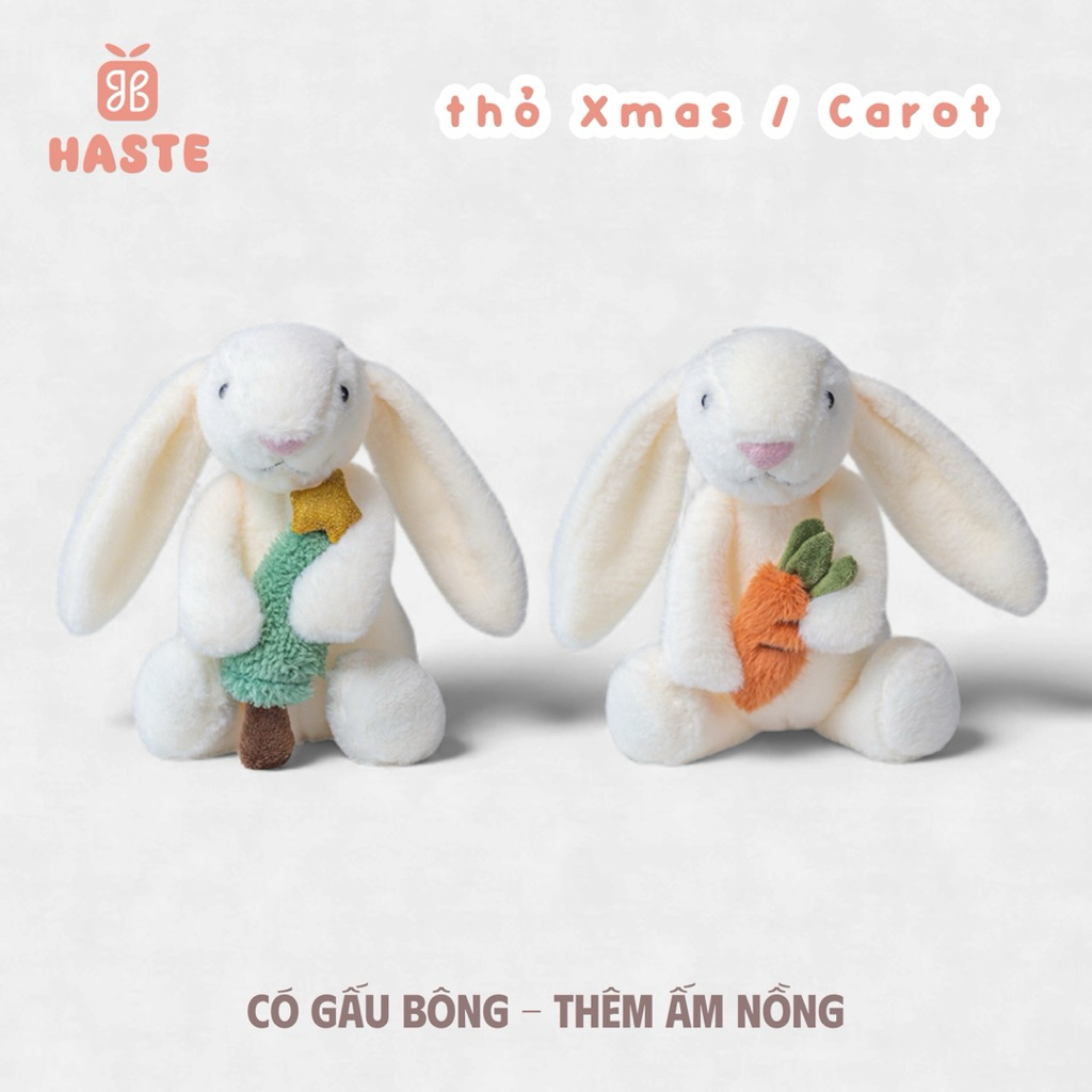 Gấu Thú Bông Thỏ Trắng Kem Ôm Cà Rốt Cây Thông Giáng Sinh Noel Lông Xù Siêu Mềm Mịn Siêu Dễ Thương