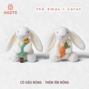 Gấu Thú Bông Thỏ Trắng Kem Ôm Cà Rốt Cây Thông Giáng Sinh Noel Lông Xù Siêu Mềm Mịn Siêu Dễ Thương