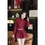 Set Dạ Tweed màu đỏ mix chân váy chữ A phong cách Hàn Quốc siêu xinh sẵn hàng kèm video sẵn hàng