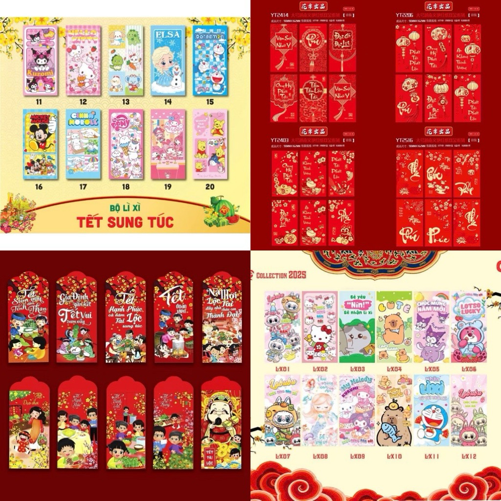 Combo Bao Lì Xì Các Mẫu Tết Truyền Thống 2026, Tết Bính Ngọ