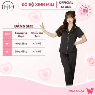 Đồ Bộ Pijama Nữ MiLi – Lụa Latin Cao Cấp, Áo Tay Ngắn Trơn Chạy Viền Có Túi, Quần Dài Có Túi, Đồ Ngủ Xinh