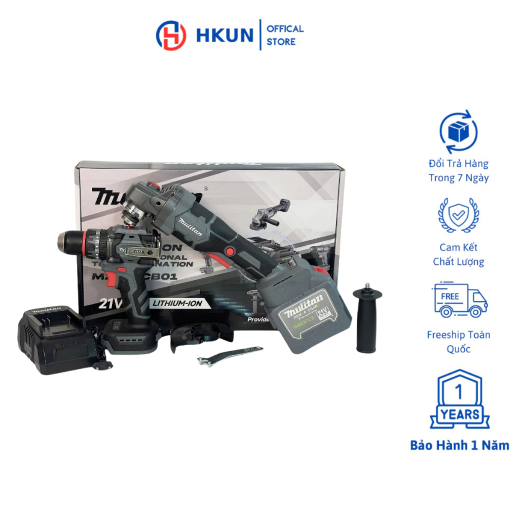 Combo MULITAN Máy Khoan, Mài 1Pin 20Cell Sạc M21V-DUAL Động Cơ Không Chổi Than Lõi Đồng