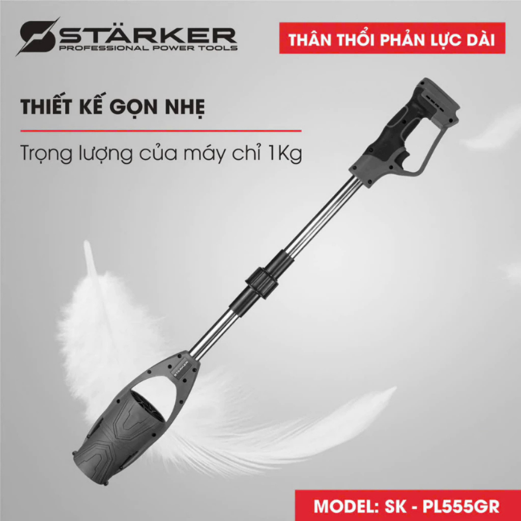 Máy Thổi Phản Lực Cán Dài STARKER SK-PL555GR Động Cơ Lõi Đồng - Thổi Lá, Thổi Bụi, Chân Pin Phổ Thông