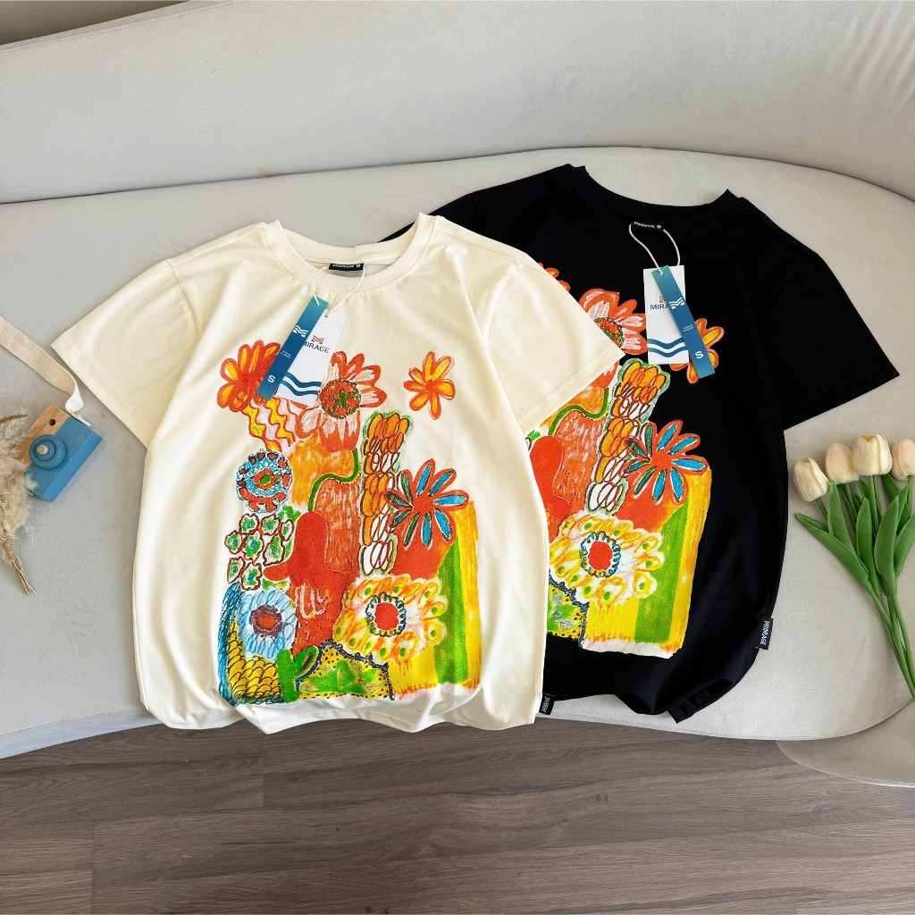 Áo Thun Mirage Hoa Cam Local Brand Chất 100% Cotton Mềm Mịn Thoáng Mát.