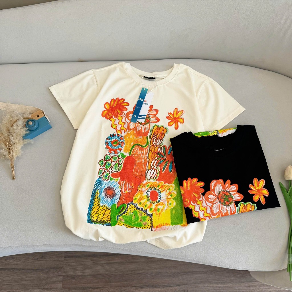 Áo Thun Mirage Hoa Cam Local Brand Chất 100% Cotton Mềm Mịn Thoáng Mát.