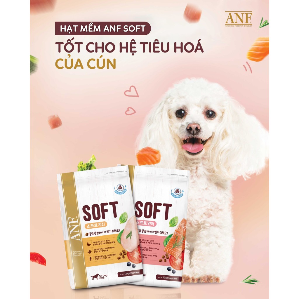 [1.2KG] ANF SOFT - Thức ăn hạt mềm cho chó mọi lứa tuổi vị Gà/Cá hồi