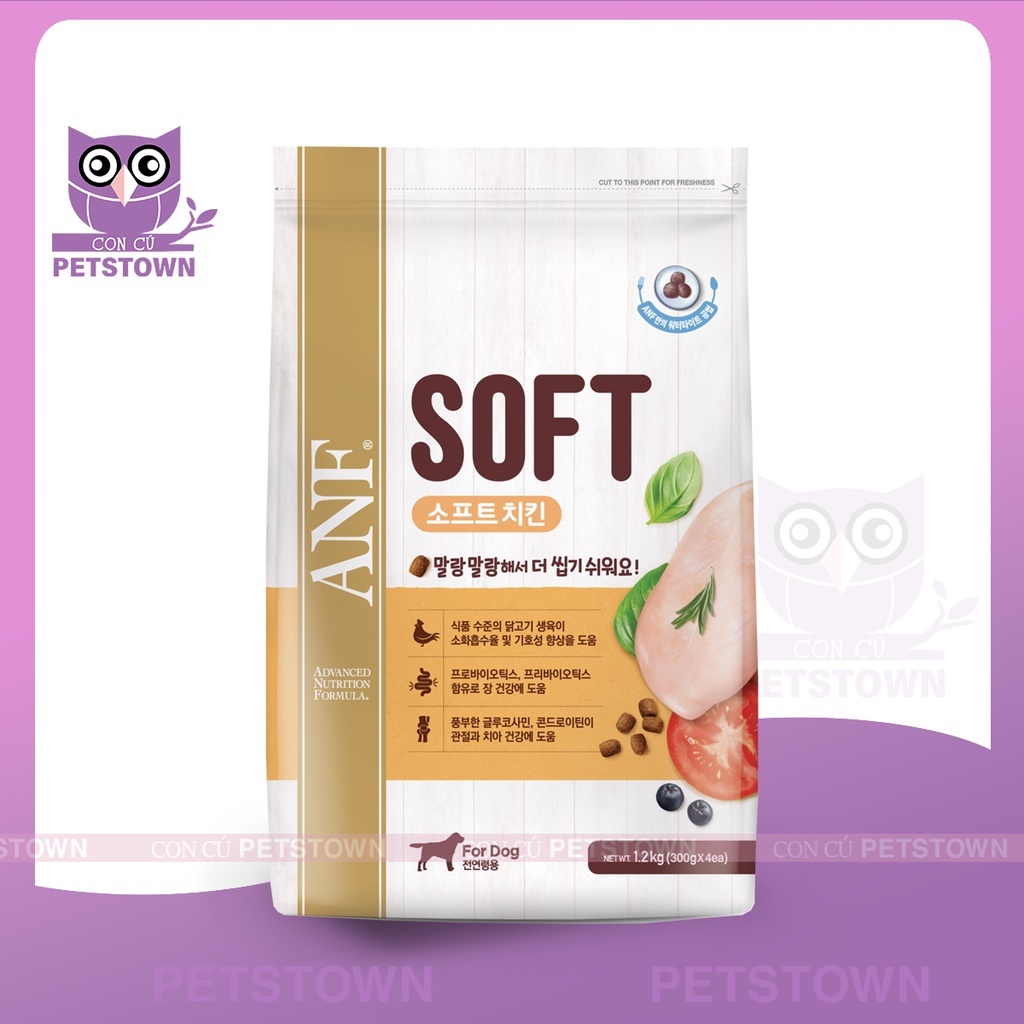 [300GRAM] ANF SOFT - Thức ăn hạt mềm cho chó dễ nhai tốt cho tiêu hóa mọi lứa tuổi vị Gà/Cá hồi 300gram