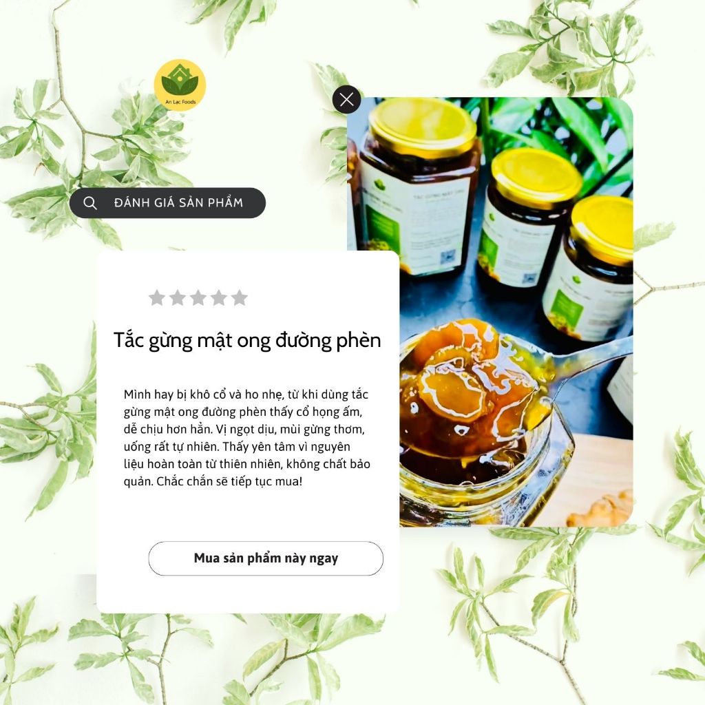 Combo Mua 2 Tặng 1 Tắc Gừng Mật Ong Đường Phèn An Lạc Foods 850g - Giảm Ho, Ấm Họng, Tăng Đề Kháng