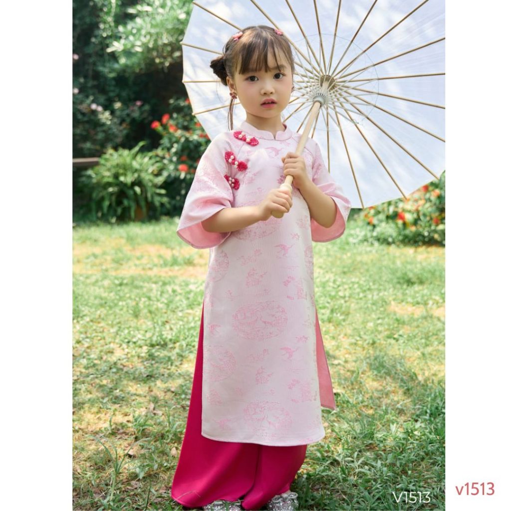 [ÁO DÀI BÉ] 13 - 33 kg họa tiết thêu, chất liệu Gấm cao cấp, mặc LỄ TẾT, SỰ KIỆN và MÙA LỄ HỘI - v1511 v1512 v1513 B2MUM