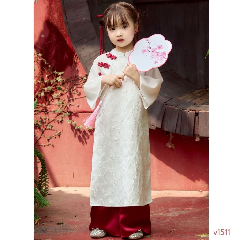 [ÁO DÀI BÉ] 13 - 33 kg họa tiết thêu, chất liệu Gấm cao cấp, mặc LỄ TẾT, SỰ KIỆN và MÙA LỄ HỘI - v1511 v1512 v1513 B2MUM