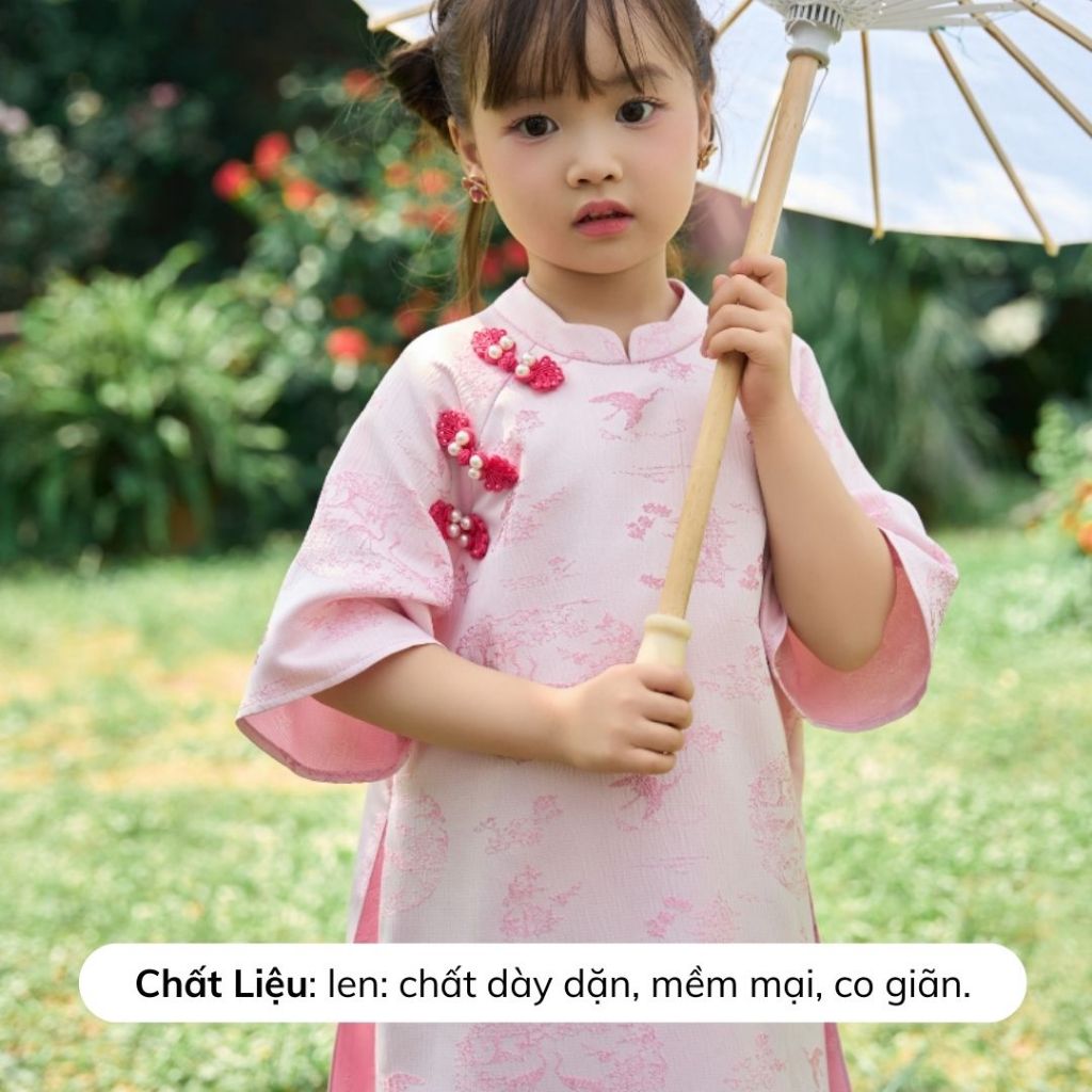 [ÁO DÀI BÉ] 13 - 33 kg họa tiết thêu, chất liệu Gấm cao cấp, mặc LỄ TẾT, SỰ KIỆN và MÙA LỄ HỘI - v1511 v1512 v1513 B2MUM