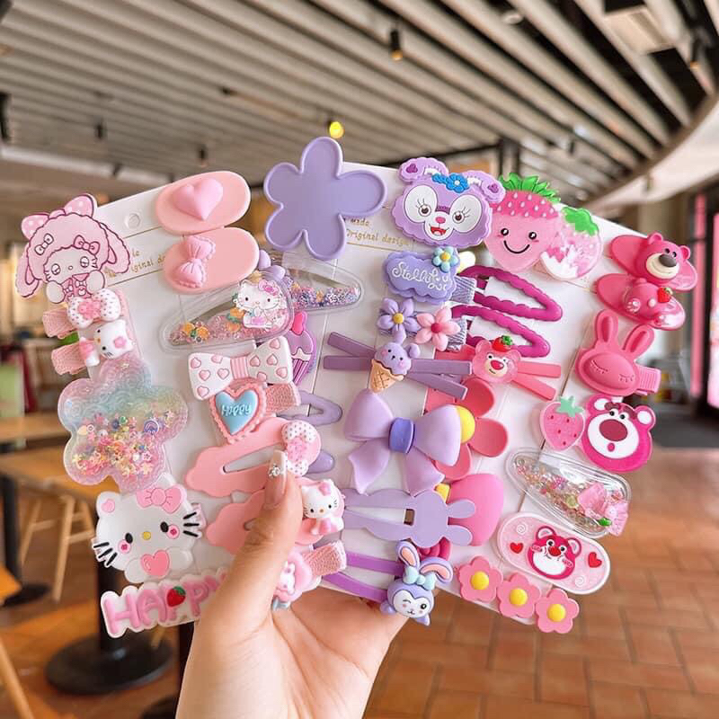 Set kẹp cặp cột tóc cho bé lớn hình hoạt hình cute xinh xắn hot