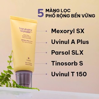 Kem Chống Nắng Thuần Chay HARUHARU WONDER Black Rice Daily Sunscreen SPF50+ PA++++ 50ml – Dưỡng Ẩm & Bảo Vệ Da