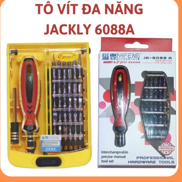 Bộ tô vít đa năng 38 món Jackly JK-6088A,bộ tua vít sửa điện thoại,hộp tuốc nơ vít,mũi vít từ tính,tua vít,bộ lục lăng