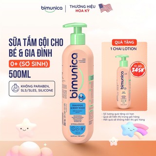 Sữa Tắm Gội Toàn Thân Bimunica Dùng Cho Bé và Gia Đình 500ml - Cao Cấp, Dịu Nhẹ, Dưỡng Ẩm