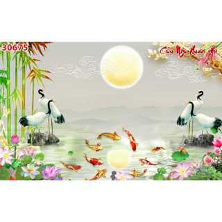 Tranh Vải Hoa Sen Decor Trang Trí Phòng Khách Phòng Ngủ Tạo Không Gian Rộng, Thoáng, TẶNG KEO LL