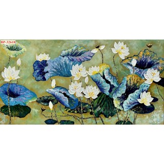 Tranh Vải Hoa Sen Decor Trang Trí Phòng Khách Phòng Ngủ Tạo Không Gian Rộng, Thoáng, TẶNG KEO LL