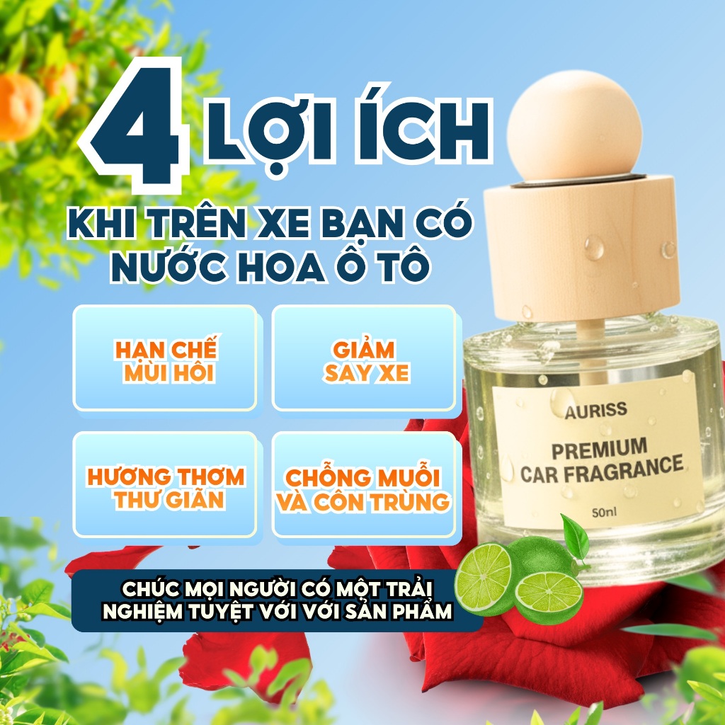 Combo 2 Lọ Nước Hoa Ô Tô Hương Dưa Gang + Sả Chanh 50ml Cao Cấp - Nước Hoa Ô Tô Khử Mùi, Chống Say Xe, Mùi Hương ThChanh