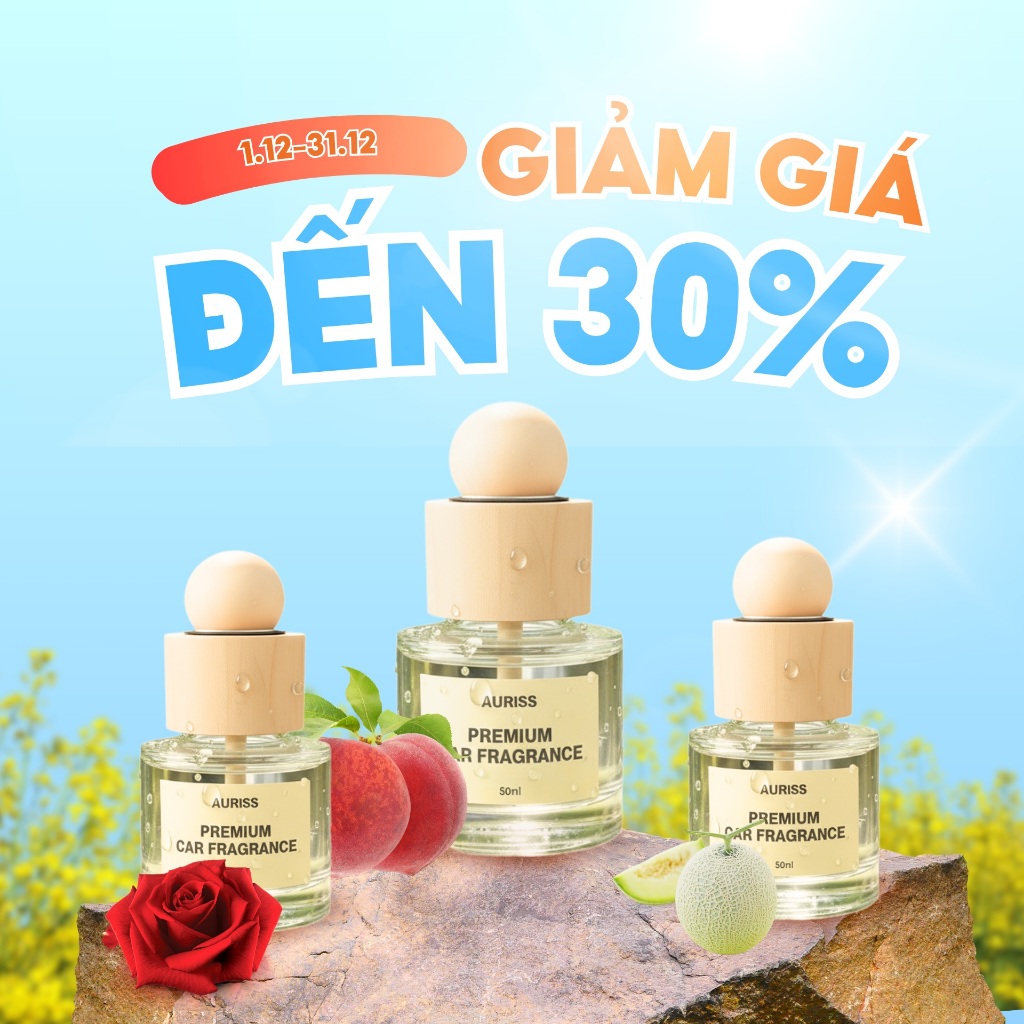 Combo 2 Lọ Nước Hoa Ô Tô Hương Dưa Gang + Sả Chanh 50ml Cao Cấp - Nước Hoa Ô Tô Khử Mùi, Chống Say Xe, Mùi Hương ThChanh