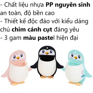 Khay dán tường chim cánh cụt nhựa nguyên sinh bền chắc miếng keo siêu dính lắp đặt không khoan(5706)